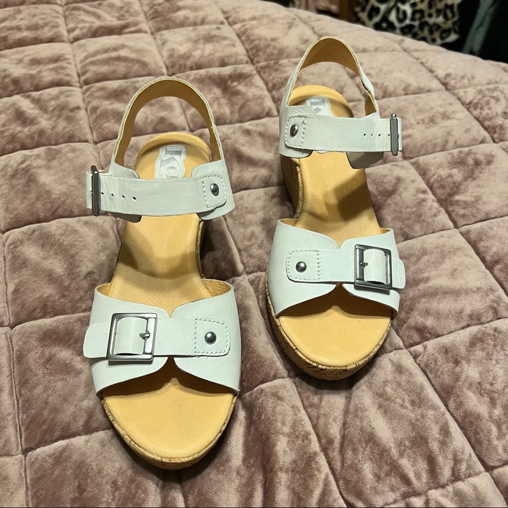 Korks White Leather Cork Platform